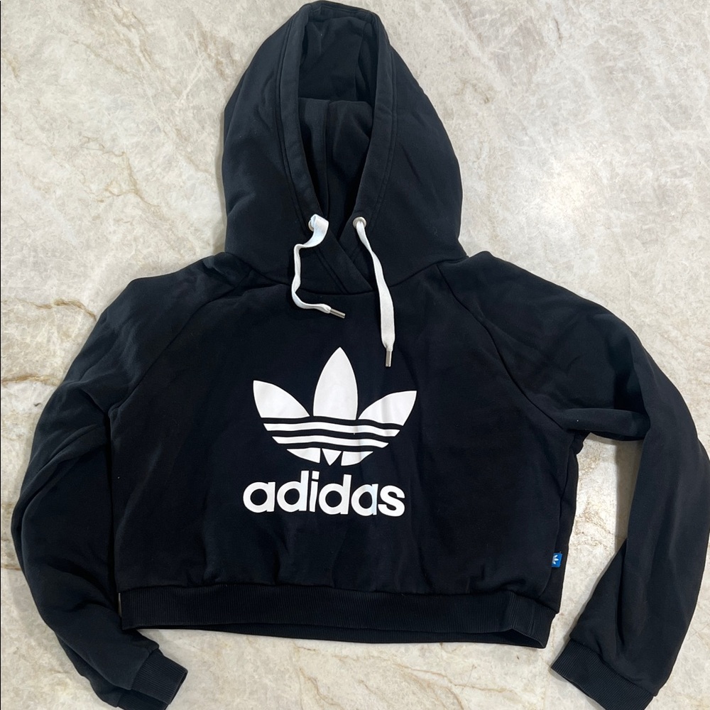 Adidas Black and White Logo Hoodie
